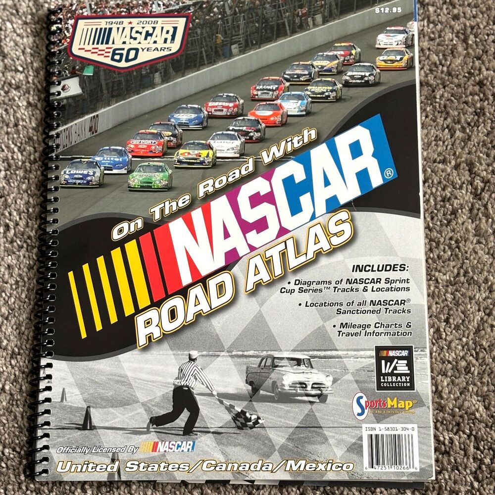 VTG. NASCAR 60 Yr. On The Road With NASCAR ROAD ATLAS,USA/Canada/Mexico
